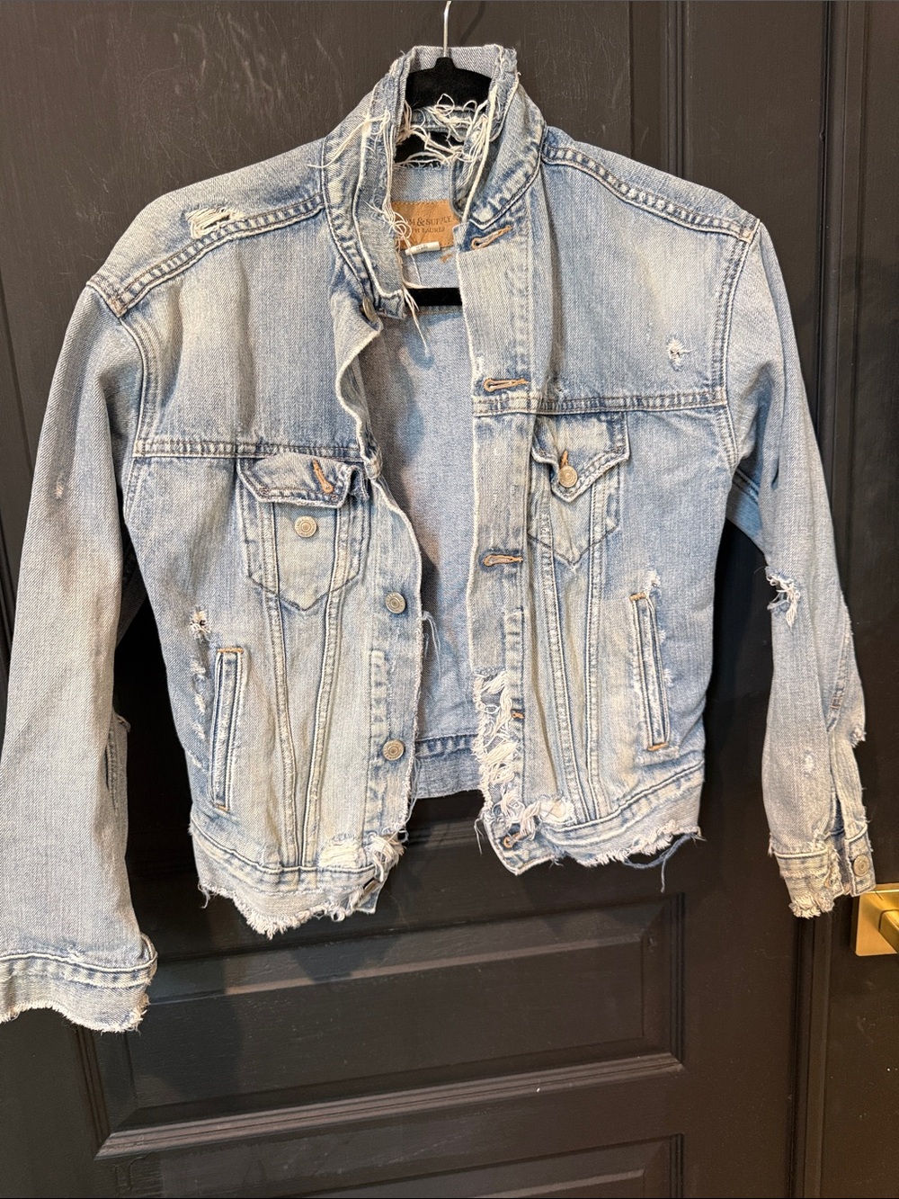 Denim & Supply Ralph Lauren Light Blue Distressed Denim Jacket xs